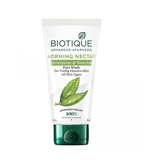 Biotique Morning Nectar Moisturize & Nourish Face Wash For Visibly Flawless Skin All Skin Types, 150ml